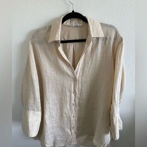 Zara Linen Top w/ 3/4 length sleeves